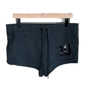 Victorias Secret Sport Gray Shorts Medium, Shiny Black Writing on Leg and Butt